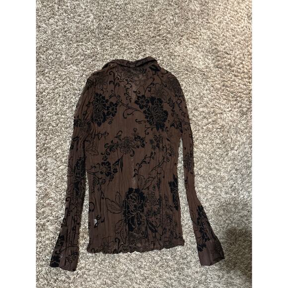 Claudia Richard Y2K Long Sleeve Top S Coffee Mocha Mousse Chocolate Brown - Picture 3 of 3